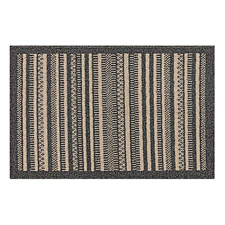 Field Line Border 30 in x 45 in Indoor Rug - Dark Gray/Tan
