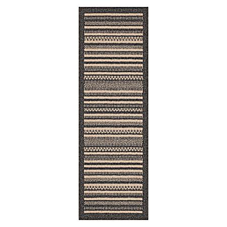 Field Line Border 24 in x 72 in Indoor Rug - Dark Gray/Tan
