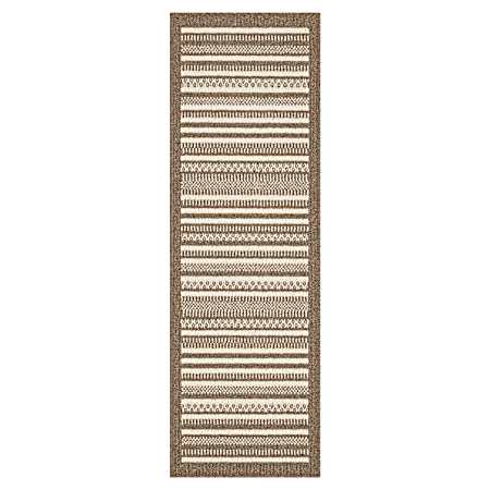 Field Line Border 24 in x 72 in Indoor Rug - Beige/Starch