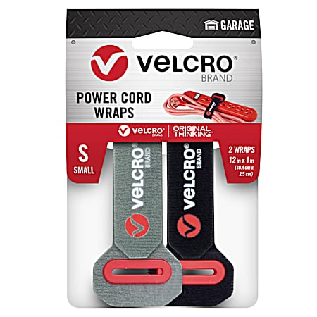 12 in X 1 in Black and Grey Small Power Cord Wraps - 2 Ct