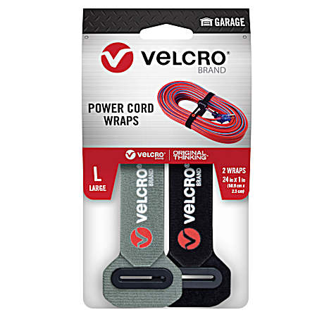 24 in X 1 in Black and Grey Large Power Cord Wraps - 2 Ct