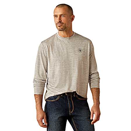 Men's Light Grey Heather Mud Shield Long Sleeve Shirt
