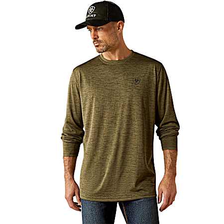 Men's Brine Olive Heather Charger Camo Long Sleeve Shirt