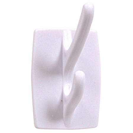 Hardware Essentials Adhesive Double Hook White  - 2 Pk.
