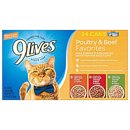 All Lifestages Hearty Cuts Poultry & Beef Favorites Variety Pack Wet Cat Food - 24 ct