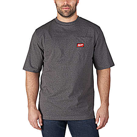Men's MILWAUKEE Gray Heavy-Duty Regular Fit Crew Neck Short Sleeve Pocket T-Shirt