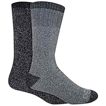 Men's Grey/Black Charcoal Brushed Thermal Crew Socks - 2 Pk
