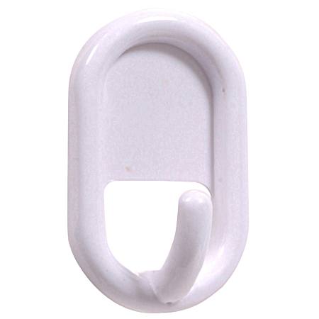 Hardware Essentials Oval Plastic Adhesive Hanging Hook White 2 Pack