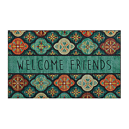 18 in x 30 in Welcome Friends Medallion Doormat
