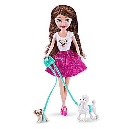 10.5 in. Sparkle Girlz Dog Walker Doll Playset