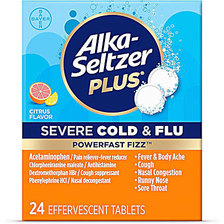 PowerFast Fizz Severe Cold & Flu Treatment Citrus Flavor - 24 Ct