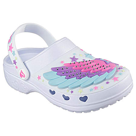 Girls' White Multi Heart Charmer Slip-On Clogs