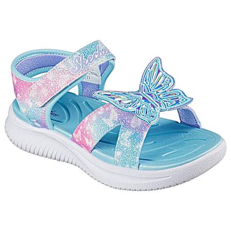 Girls' Aqua Multi Butterfly Brights Jumpster Sandals