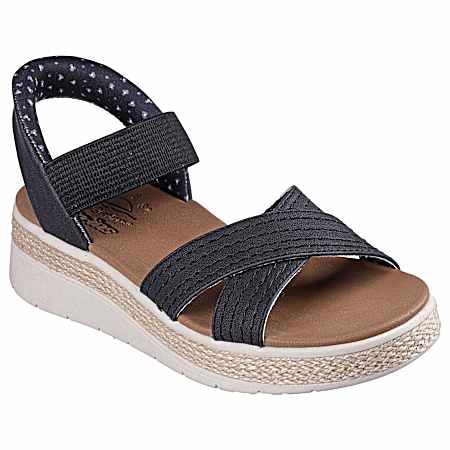 Women's Black Sun Ray Slip Ins Sandals