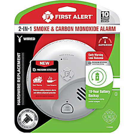 Interconnect Hardwire Smoke & CO Alarm with 10-Year Battery Backup