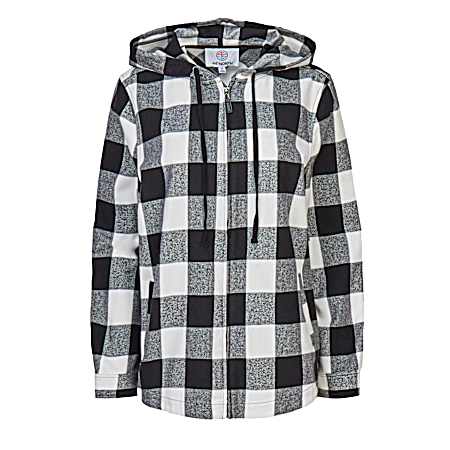 Women's Zip Front Hooded Flannel Jacket