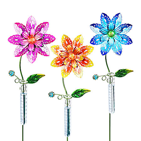 Metal Flower Rain Gauge Assorted