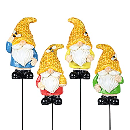 Gnome with Honeycomb Hat Pot Stake Assorted