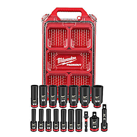 17 pc SHOCKWAVE Impact Duty™ Socket 3/8 in Dr SAE PACKOUT Set