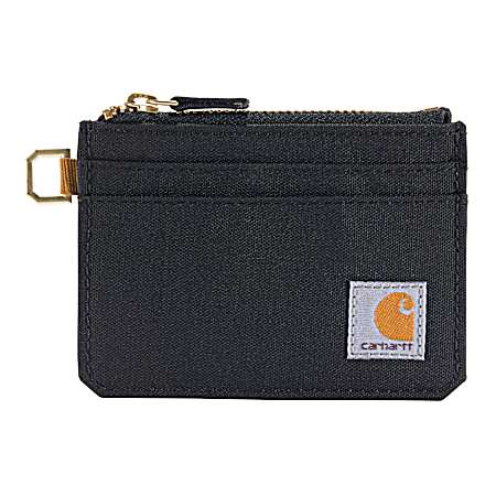 Black Nylon Duck Zippered Card Keeper Wallet