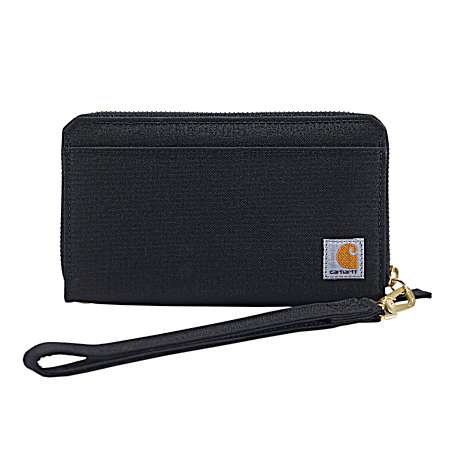 Ladies' Black Nylon Duck Lay-Flat Clutch Wallet