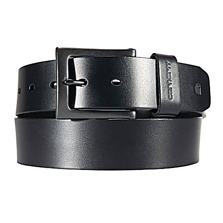 Black Burnished Leather Box Buckle Belt