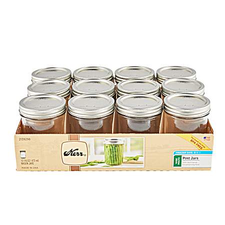 Pint Clear Wide Mouth Glass Canning Jars - 12 Pk