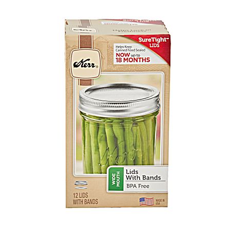 Regular Mouth Mason Jar Lids & Bands - 12 Pk