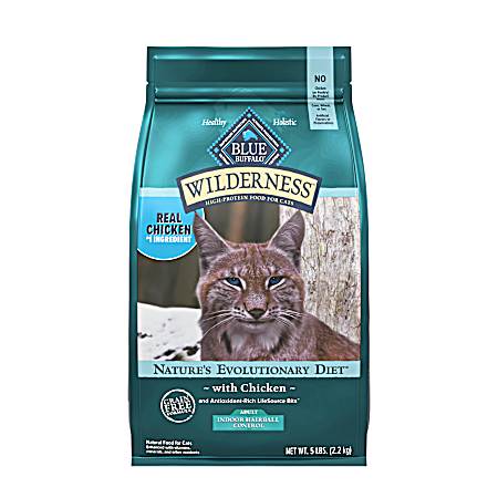 Wilderness Adult Grain-Free Indoor Hairball Control w/ Chicken Dry Cat Food, 5 lbs