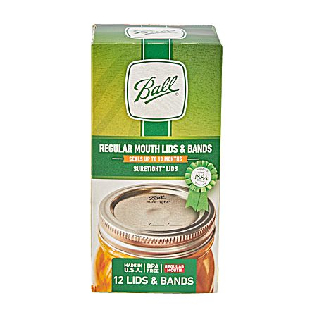 Silver Regular Mouth Lids & Bands - 12 Pk