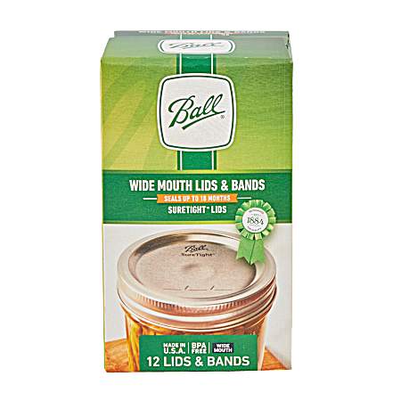 Silver Wide Mouth Lids w/ Bands - 12 Pk