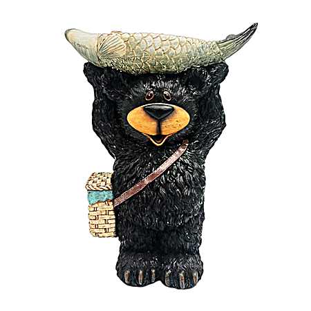 Fishing Bear Tray Birdbath
