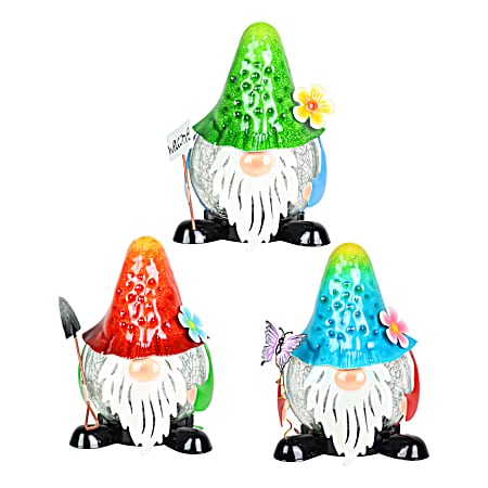 Solar Crackle Glass Gnome Statue Assorted