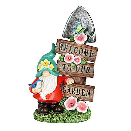 Solar Welcome to our Garden Gnome Statue
