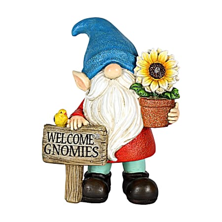 Solar Gnome Welcome Gnomies Sign Statue