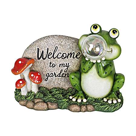 Welcome to my Garden Solar Frog Statue