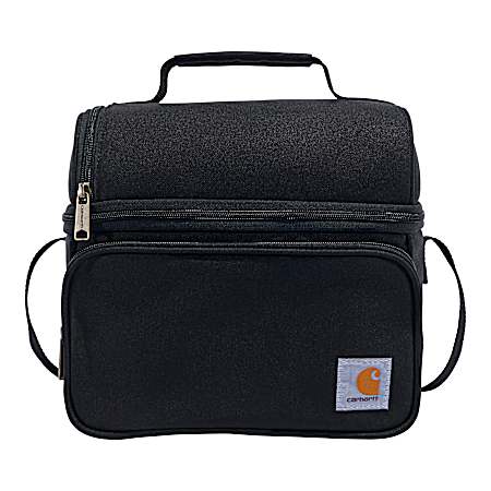 Black Insulated 12-Can 2-Compartment Lunch Cooler