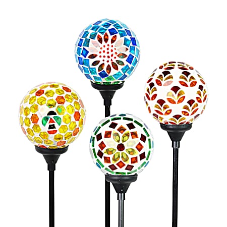 Mosaic Glass Sunny Solar Stake Assorted