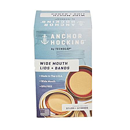 Wide Mouth Lids & Bands - 12 Pk