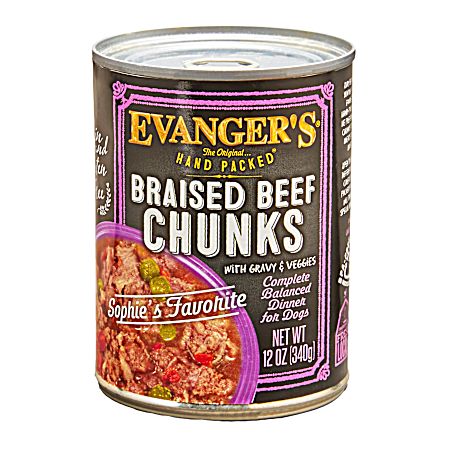 Hand Packed All Lifestages Grain-Free Braised Beef Chunks Wet Dog Food, 12 oz