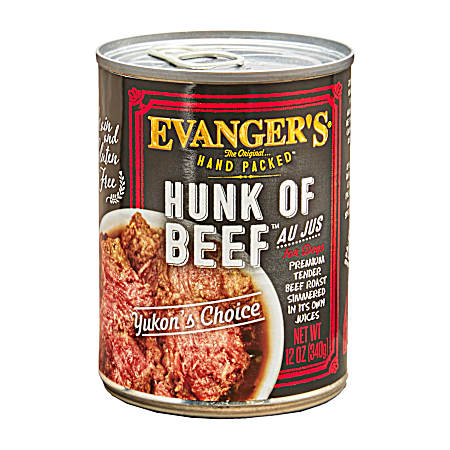 Hand Packed Adult Grain-Free Hunk of Beed Au Jus Wet Dog Food, 12 oz