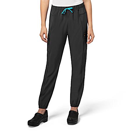 Women's Cross-Flex Black Modern Fit Jogger Scrub Pants