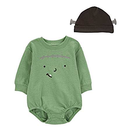 Infant 2 Pc Halloween Frankenstein Bodysuit & Cap Set