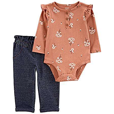 Infant Girl's 2-Piece Floral Bodysuit Pant Set