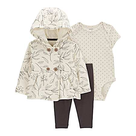 Infant Girl's 3-Piece Ivory Floral Little Jacket Set