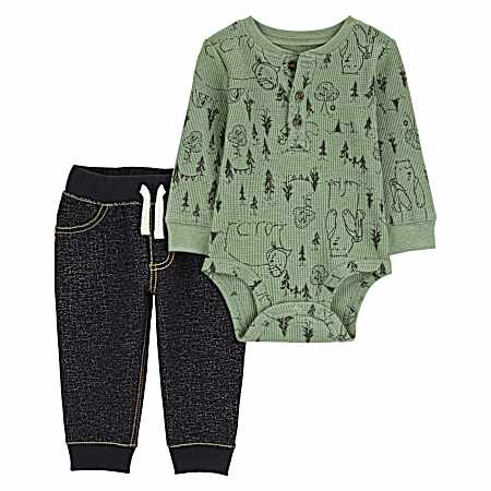 Infant Boys 2-Piece Woodland Creatures Bodysuit Pant Set