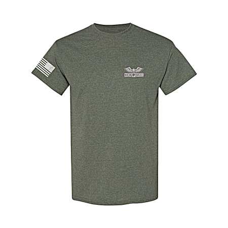 Men's Heather Green Kick Brass For God & Country Short Sleeve Shirt