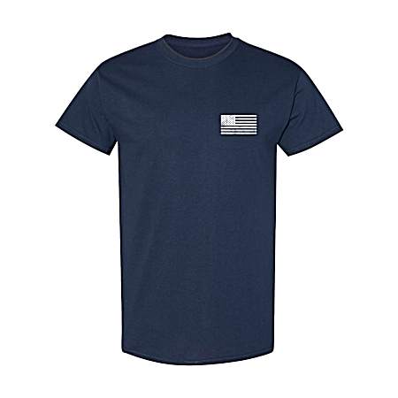 Men's Navy Flag & Map Short Sleeve Shirt