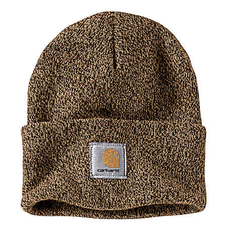 Adult Dark Brown/Sandstone Acrylic Watch Cuff Beanie