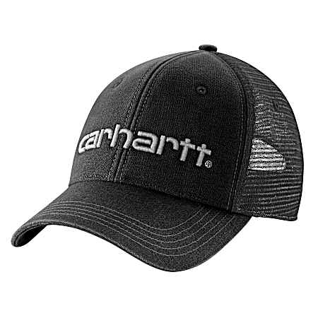 Men's Dunmore Black Canvas & Mesh 6-Panel Cap